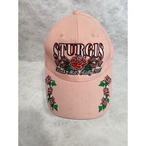 Hot Leathers Sturgis Black Hills Rally 2006 Hat Pink Rose Embroidered Biker Cap